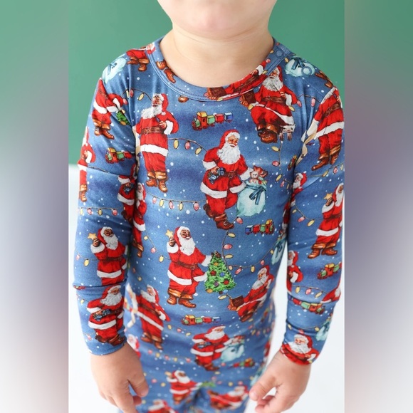 Posh Peanut Kids Bamboo Christmas Holiday Santa Pajama Top Size 8 - Picture 5 of 5